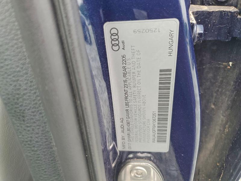 Aukcja sprzedaży 2017 Audi A3, vin: WAUAUGFF6H1067251, numer aukcji: 69929106