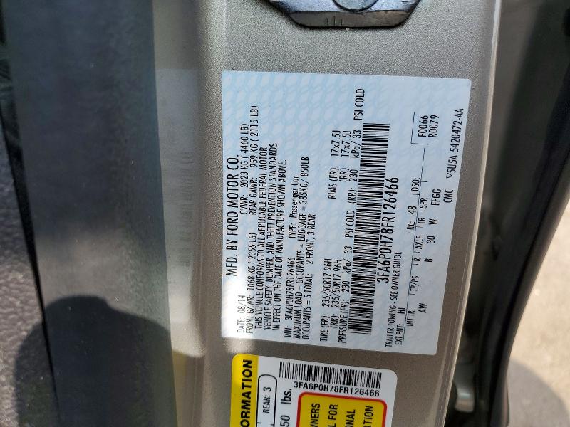 Продаж на аукціоні авто 2015 Ford Fusion, vin: 3FA6P0H78FR126466, номер лоту: 67429316
