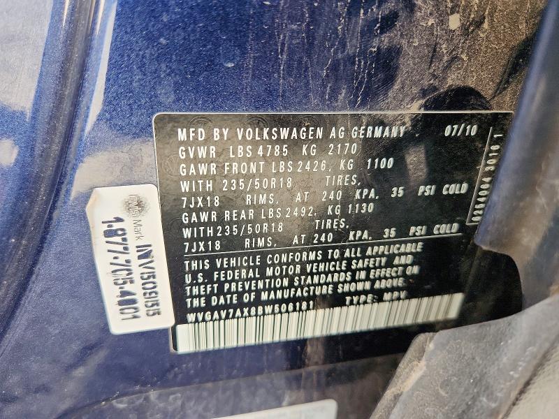 Продаж на аукціоні авто 2011 Volkswagen Tiguan, vin: WVGAV7AX8BW506181, номер лоту: 68050566