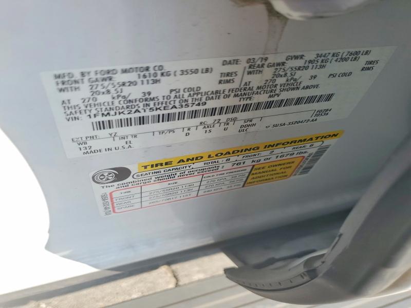 Aukcja sprzedaży 2019 Ford Expedition, vin: 1FMJK2AT5KEA35749, numer aukcji: 68523166