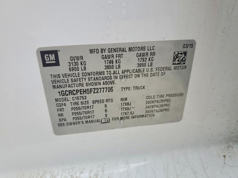 Продажа на аукционе авто 2015 Chevrolet Silverado, vin: 1GCRCPEH5FZ277706, номер лота: 70517076