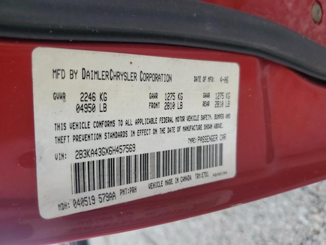 70556286 :رقم المزاد ، 2B3KA43GX6H457569 vin ، 2006 Dodge Charger مزاد بيع