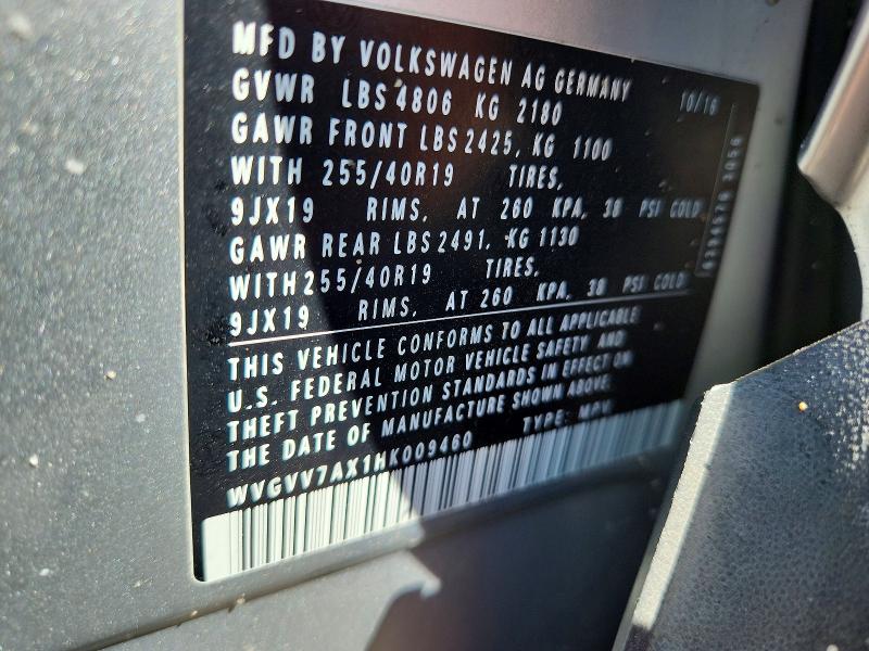 67636296 :رقم المزاد ، WVGVV7AX1HK009460 vin ، 2017 Volkswagen Tiguan مزاد بيع