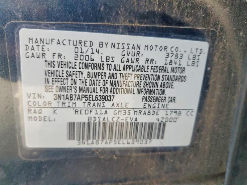 Aukcja sprzedaży 2014 Nissan Sentra, vin: 3N1AB7AP5EL639037, numer aukcji: 65966916