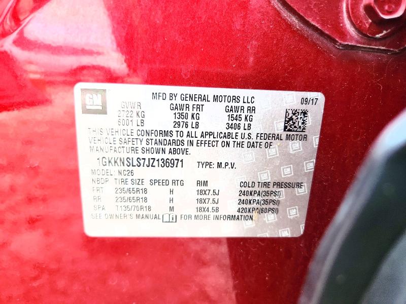 Aukcja sprzedaży 2018 Gmc Acadia, vin: 1GKKNSLS7JZ136971, numer aukcji: 68054126