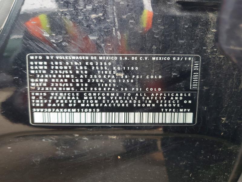 Aukcja sprzedaży 2019 Volkswagen Tiguan, vin: 3VV3B7AX6KM110919, numer aukcji: 68762416