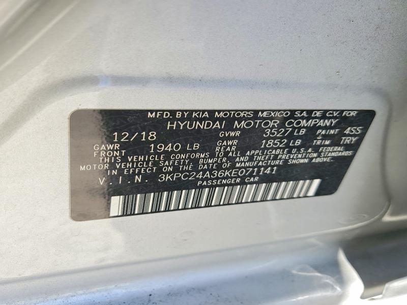 Продажа на аукционе авто 2019 Hyundai Accent, vin: 3KPC24A36KE071141, номер лота: 69017116
