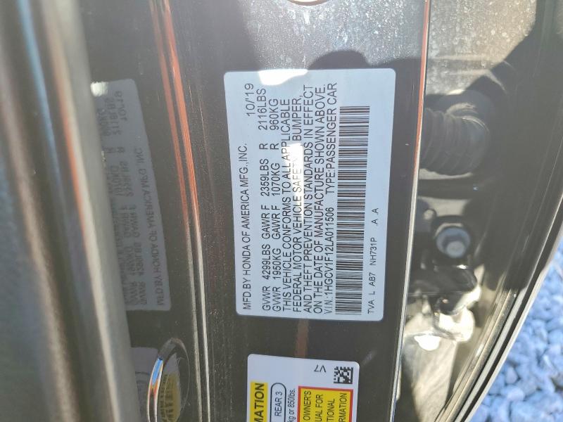 Продаж на аукціоні авто 2020 Honda Accord, vin: 1HGCV1F12LA011506, номер лоту: 68337656