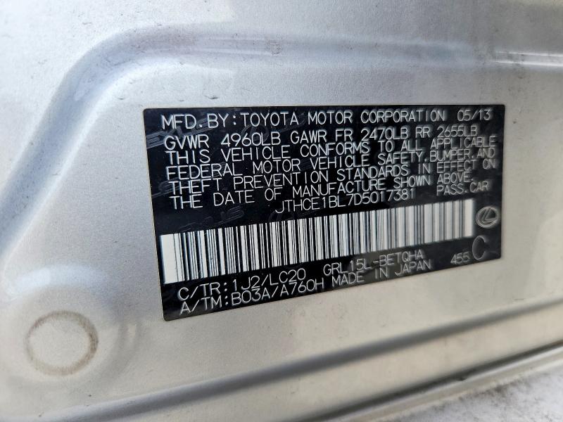 Продаж на аукціоні авто 2013 Lexus Gs, vin: JTHCE1BL7D5017381, номер лоту: 67478086