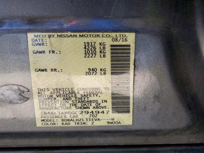 Продаж на аукціоні авто 2016 Nissan Altima, vin: 1N4AL3AP6GC294947, номер лоту: 68246576