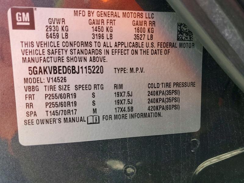 2011 Buick Enclave მანქანა იყიდება აუქციონზე, vin: 5GAKVBED6BJ115220, აუქციონის ნომერი: 69529626