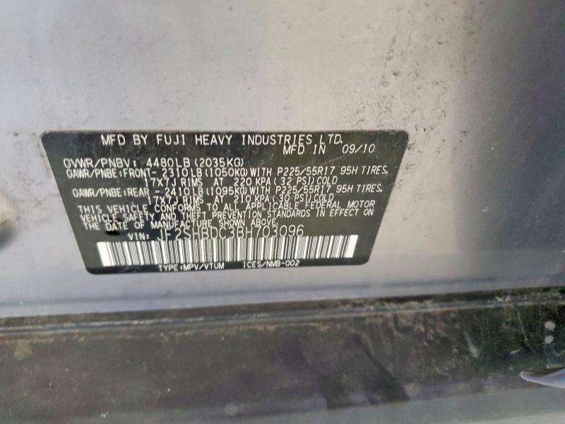 Продаж на аукціоні авто 2011 Subaru Forester, vin: JF2SHBDC3BH703096, номер лоту: 70102916