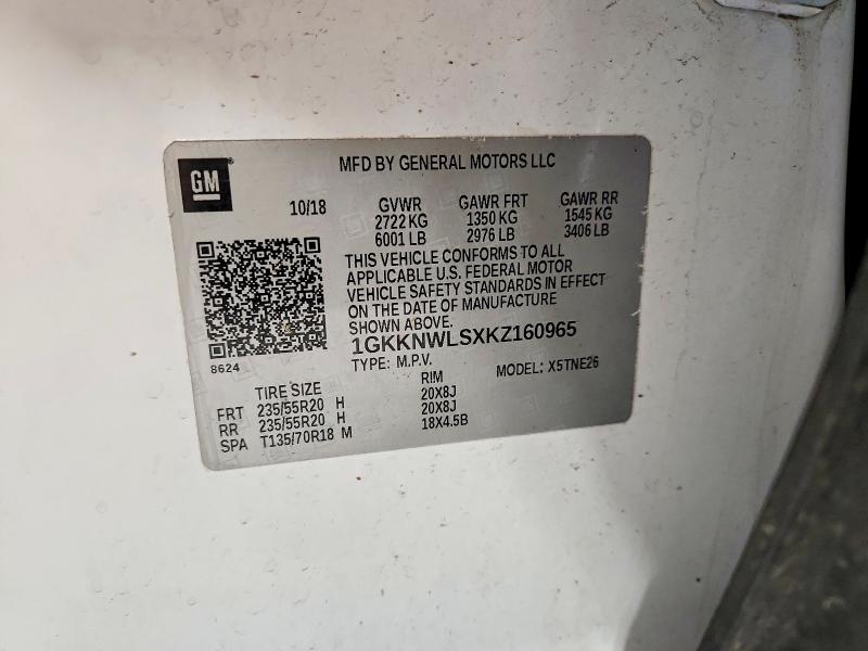 Aukcja sprzedaży 2019 Gmc Acadia, vin: 1GKKNWLSXKZ160965, numer aukcji: 69374686