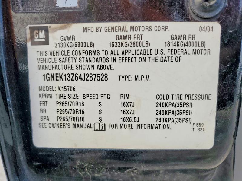 69313006 :رقم المزاد ، 1GNEK13Z64J287528 vin ، 2004 Chevrolet Tahoe مزاد بيع