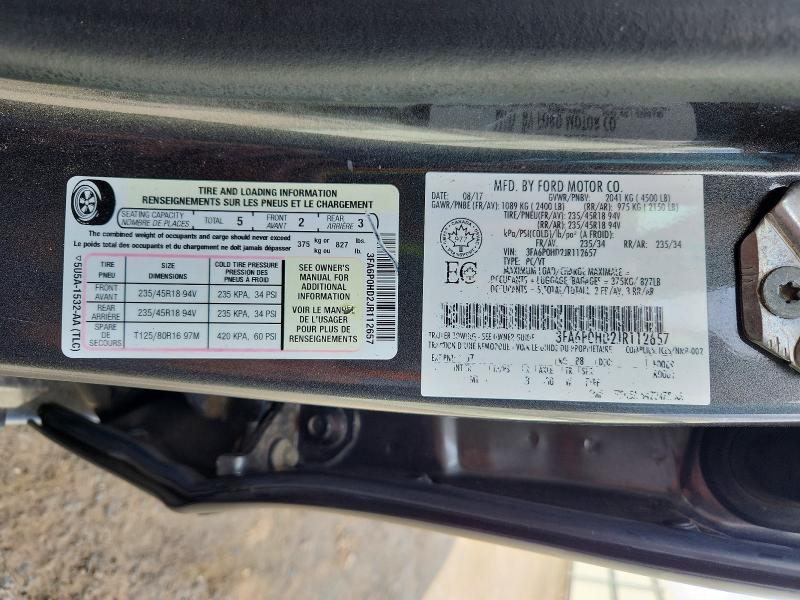 67207856 :رقم المزاد ، 3FA6P0HD2JR112657 vin ، 2018 Ford Fusion مزاد بيع