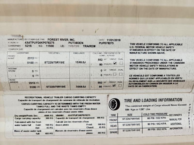Aukcja sprzedaży 2019 Forest River Puma, vin: 4X4TPUP24KP078275, numer aukcji: 67003136