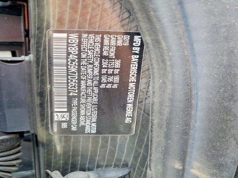 2019 Bmw I3 მანქანა იყიდება აუქციონზე, vin: WBY8P4C59K7D56374, აუქციონის ნომერი: 68993006