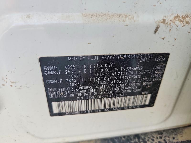 2015 Subaru Outback მანქანა იყიდება აუქციონზე, vin: 4S4BSBLC3F3240764, აუქციონის ნომერი: 67175466