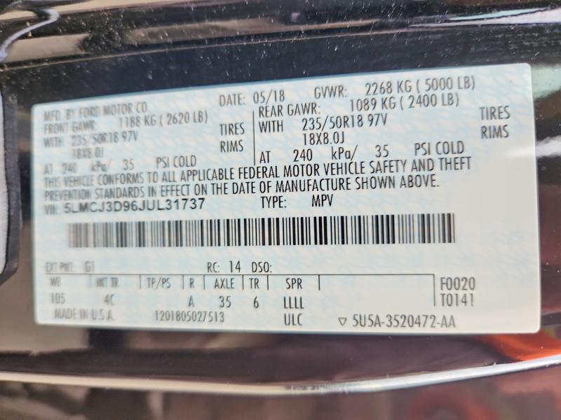 Продажа на аукционе авто 2018 Lincoln Mkc, vin: 5LMCJ3D96JUL31737, номер лота: 68888126
