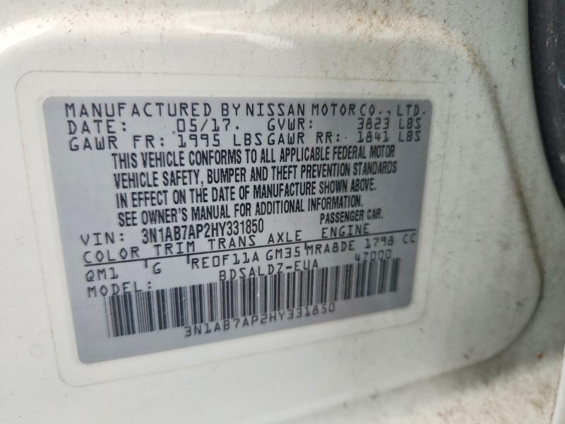 Продажа на аукционе авто 2017 Nissan Sentra, vin: 3N1AB7AP2HY331850, номер лота: 69180506