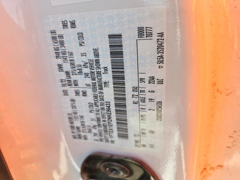 66352926 :رقم المزاد ، 1FTEX1EP2NKE86433 vin ، 2022 Ford F150 مزاد بيع