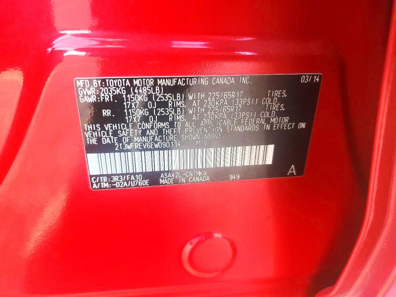 67969806 :رقم المزاد ، 2T3WFREV6EW090114 vin ، 2014 Toyota Rav4 مزاد بيع