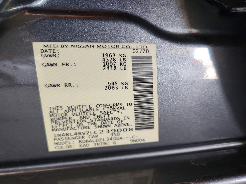 68385156 :رقم المزاد ، 1N4BL4BV2LC239008 vin ، 2020 Nissan Altima مزاد بيع