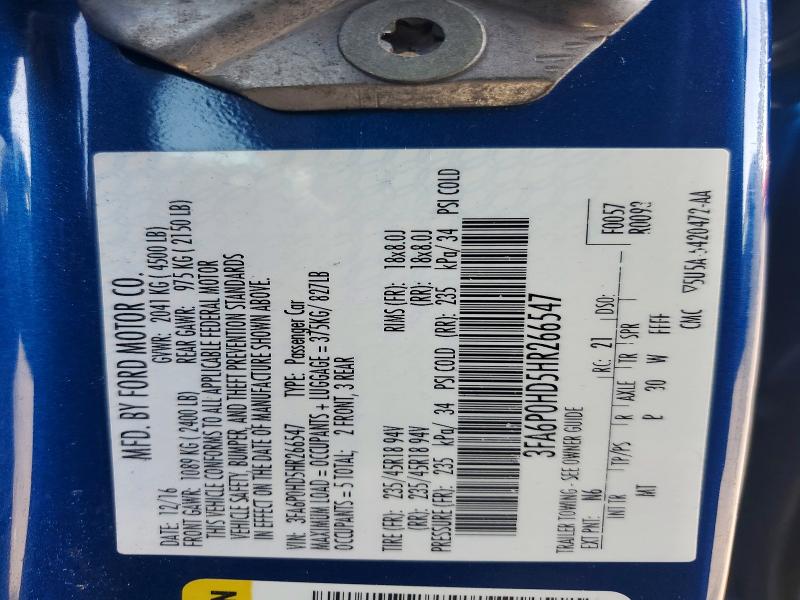 Продаж на аукціоні авто 2017 Ford Fusion, vin: 3FA6P0HD5HR266547, номер лоту: 68975886