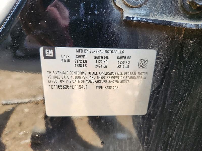 67267886 :رقم المزاد ، 1G1165S36FU119401 vin ، 2015 Chevrolet Impala مزاد بيع