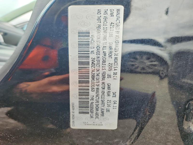 Aukcja sprzedaży 2011 Volkswagen Jetta, vin: 3VWDZ7AJ9BM103163, numer aukcji: 70279156