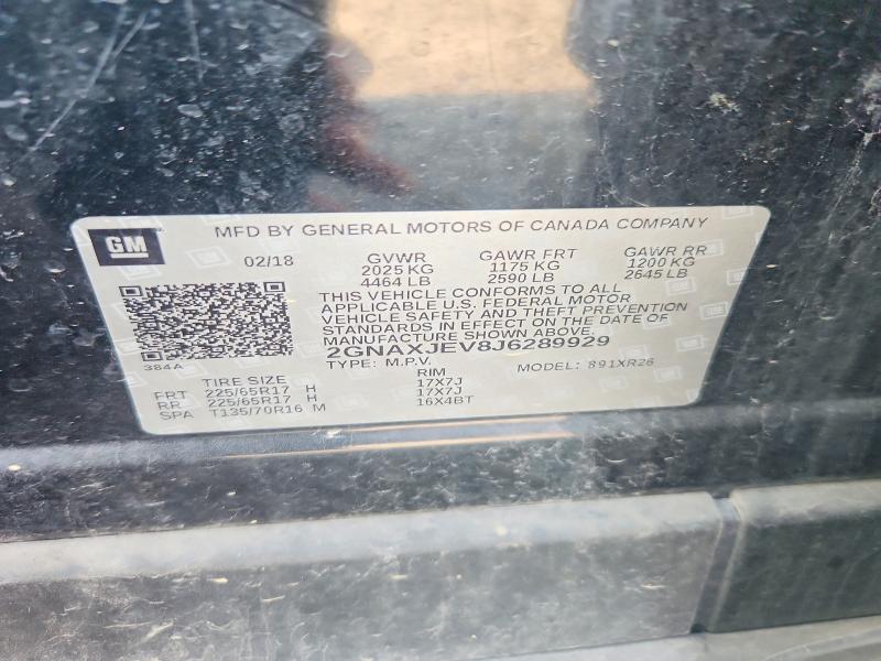 68006766 :رقم المزاد ، 2GNAXJEV8J6289929 vin ، 2018 Chevrolet Equinox مزاد بيع