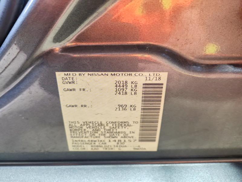 Продажа на аукционе авто 2019 Nissan Altima, vin: 1N4BL4BW3KC148157, номер лота: 69421256