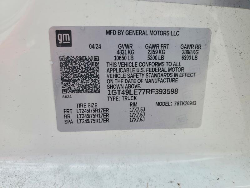 Aukcja sprzedaży 2024 Gmc Sierra, vin: 1GT49LE77RF393598, numer aukcji: 67529126