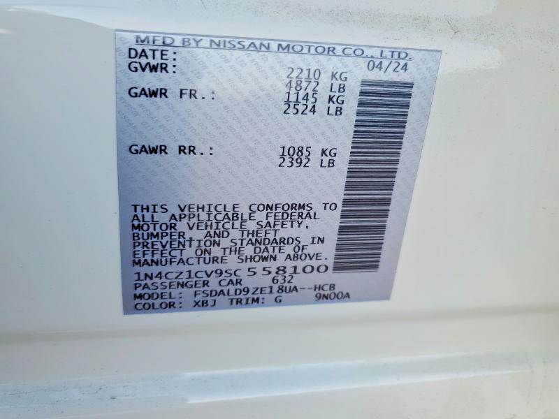 Aukcja sprzedaży 2025 Nissan Leaf, vin: 1N4CZ1CV9SC558100, numer aukcji: 69735706