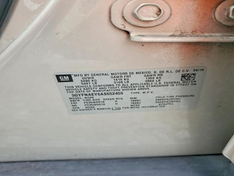 69463126 :رقم المزاد ، 3GYFNAEY6AS652450 vin ، 2010 Cadillac Srx مزاد بيع