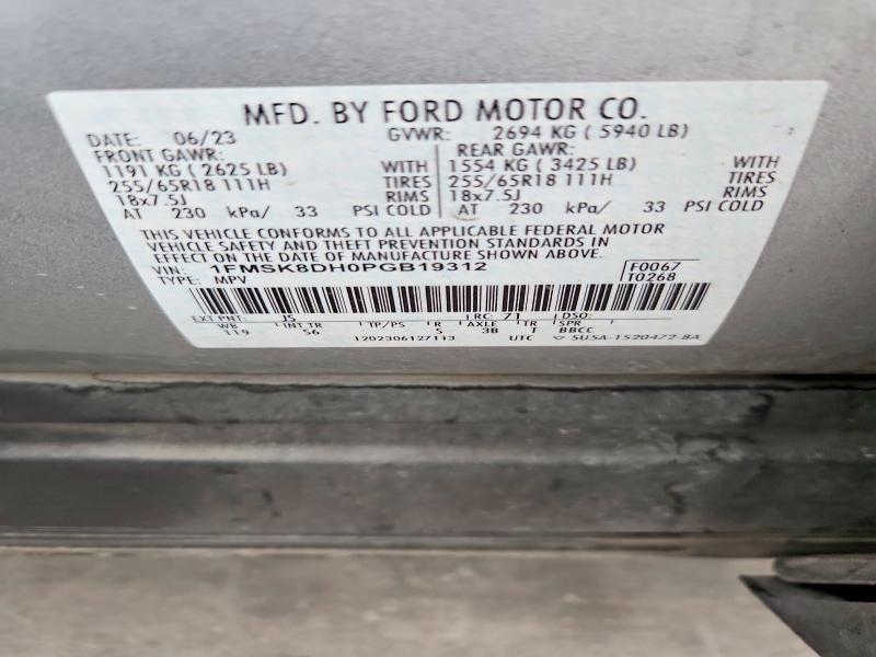 2023 Ford Explorer მანქანა იყიდება აუქციონზე, vin: 1FMSK8DH0PGB19312, აუქციონის ნომერი: 67741596