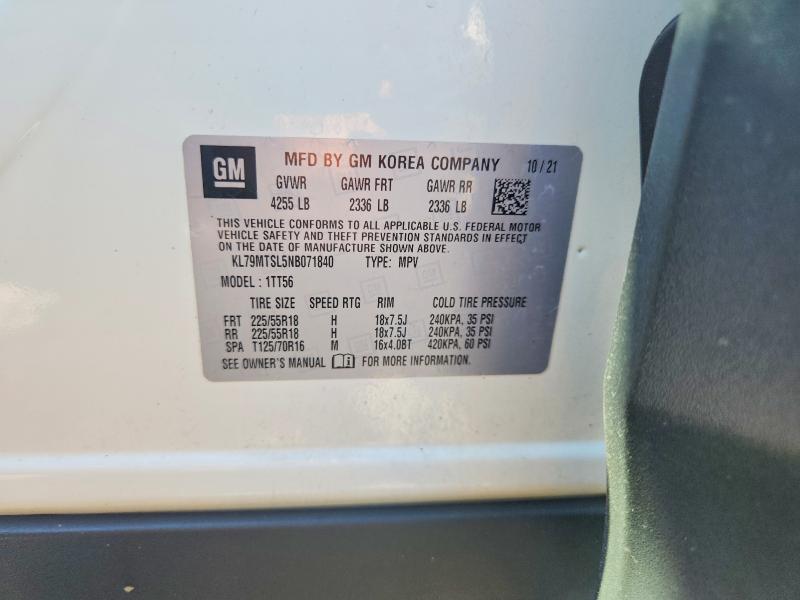 Aukcja sprzedaży 2022 Chevrolet Trailblazer, vin: KL79MTSL5NB071840, numer aukcji: 65671016