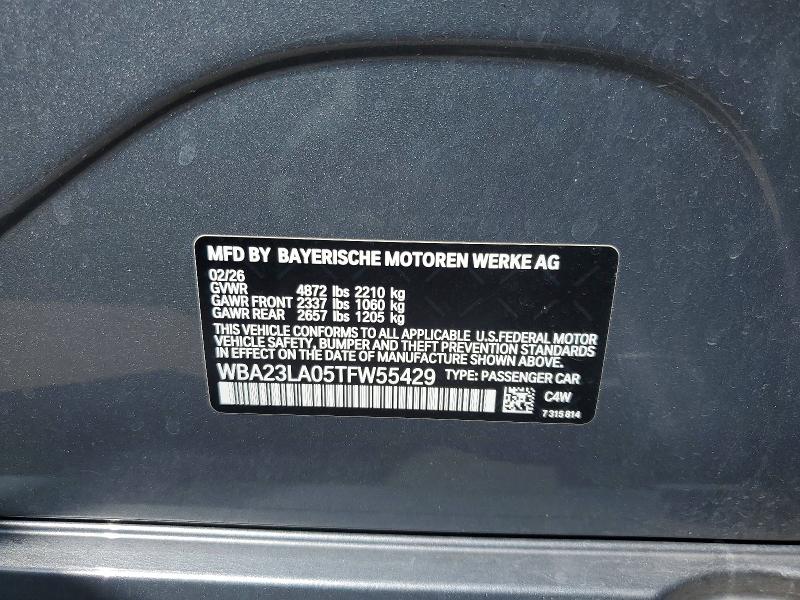 Aukcja sprzedaży 2026 Bmw 330xi, vin: WBA23LA05TFW55429, numer aukcji: 68800196
