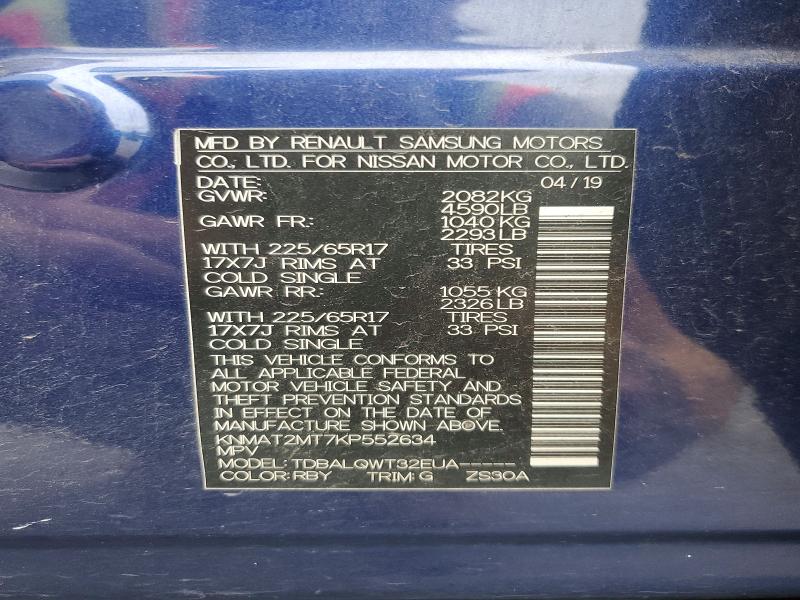 Aukcja sprzedaży 2019 Nissan Rogue, vin: KNMAT2MT7KP552634, numer aukcji: 70302186