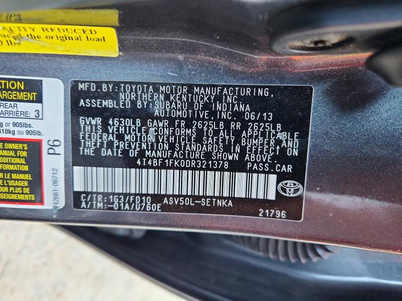 Продаж на аукціоні авто 2013 Toyota Camry, vin: 4T4BF1FK0DR321378, номер лоту: 68615746