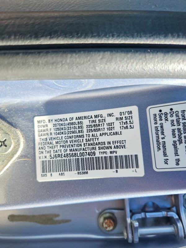 Продаж на аукціоні авто 2008 Honda Cr-v, vin: 5J6RE48568L007409, номер лоту: 69828976