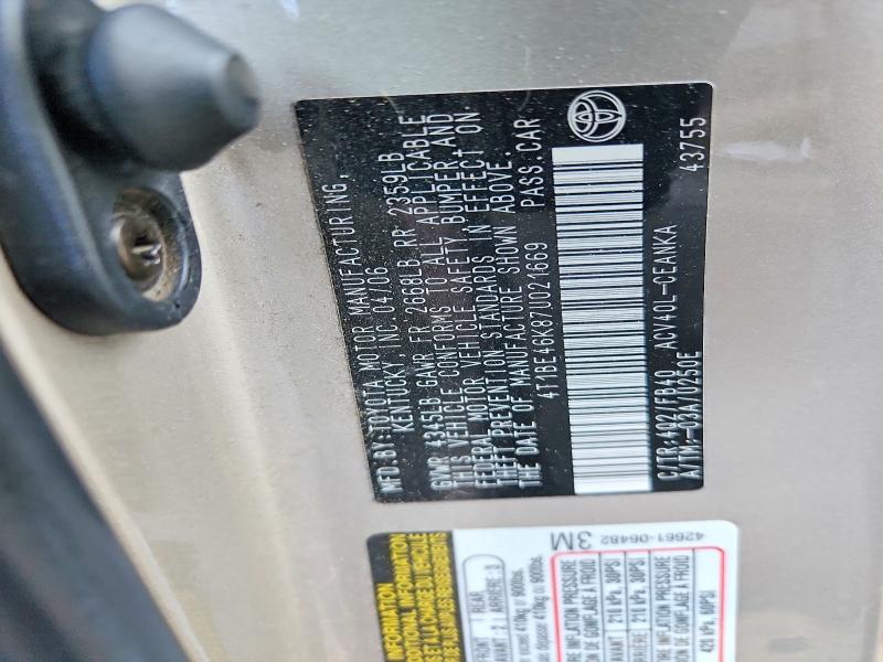 Aukcja sprzedaży 2007 Toyota Camry, vin: 4T1BE46K87U021669, numer aukcji: 70734946