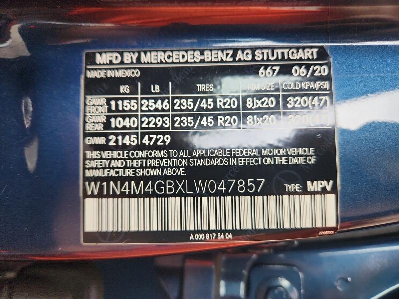 Aukcja sprzedaży 2020 Mercedes-benz Glb, vin: W1N4M4GBXLW047857, numer aukcji: 70458516