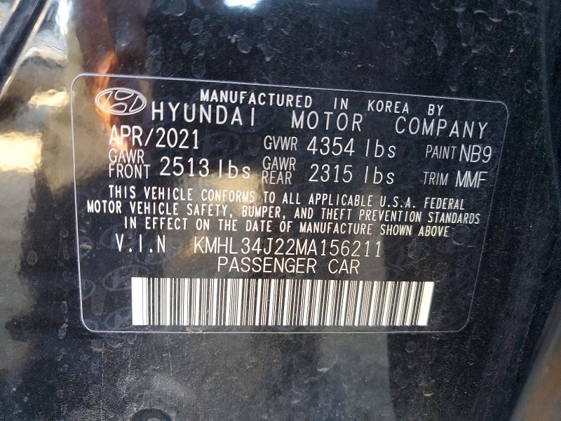Aukcja sprzedaży 2021 Hyundai Sonata, vin: KMHL34J22MA156211, numer aukcji: 69625336
