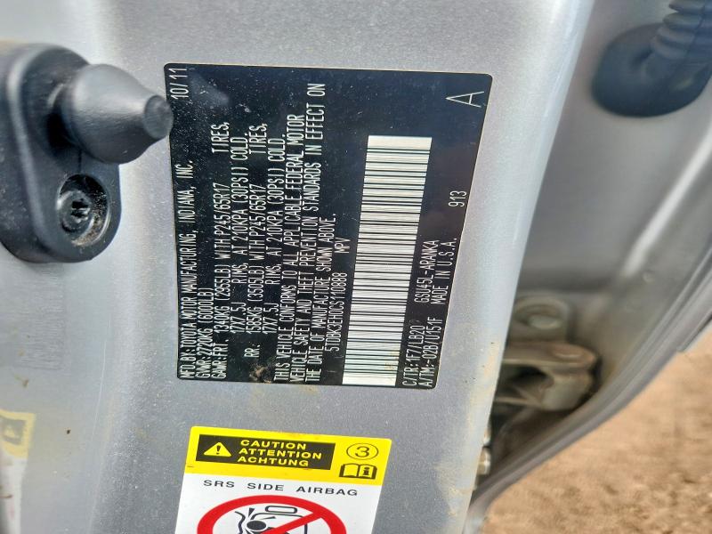 68820146 :رقم المزاد ، 5TDBK3EH0CS110888 vin ، 2012 Toyota Highlander مزاد بيع