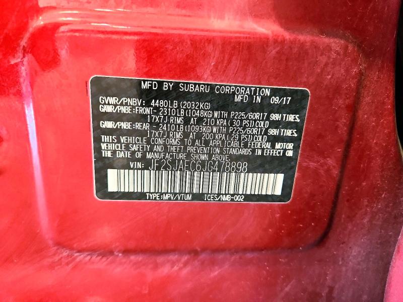 Продаж на аукціоні авто 2018 Subaru Forester, vin: JF2SJAEC6JG478898, номер лоту: 70472246