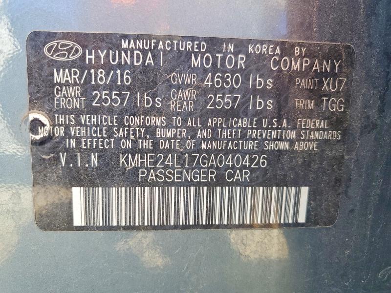 Продажа на аукционе авто 2016 Hyundai Sonata Hybrid, vin: KMHE24L17GA040426, номер лота: 69434676