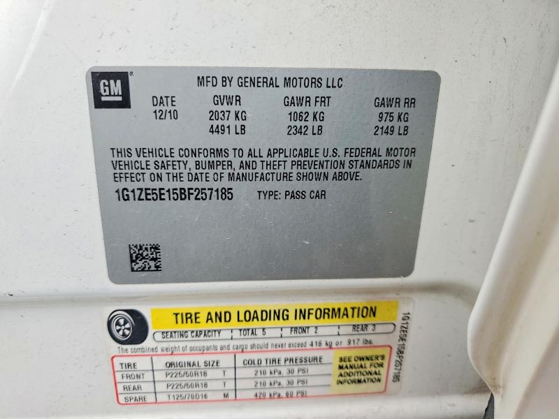 69601926 :رقم المزاد ، 1G1ZE5E15BF257185 vin ، 2011 Chevrolet Malibu مزاد بيع