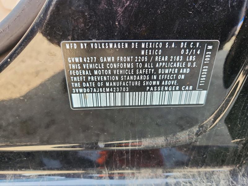69896446 :رقم المزاد ، 3VWD07AJ6EM423703 vin ، 2014 Volkswagen Jetta مزاد بيع