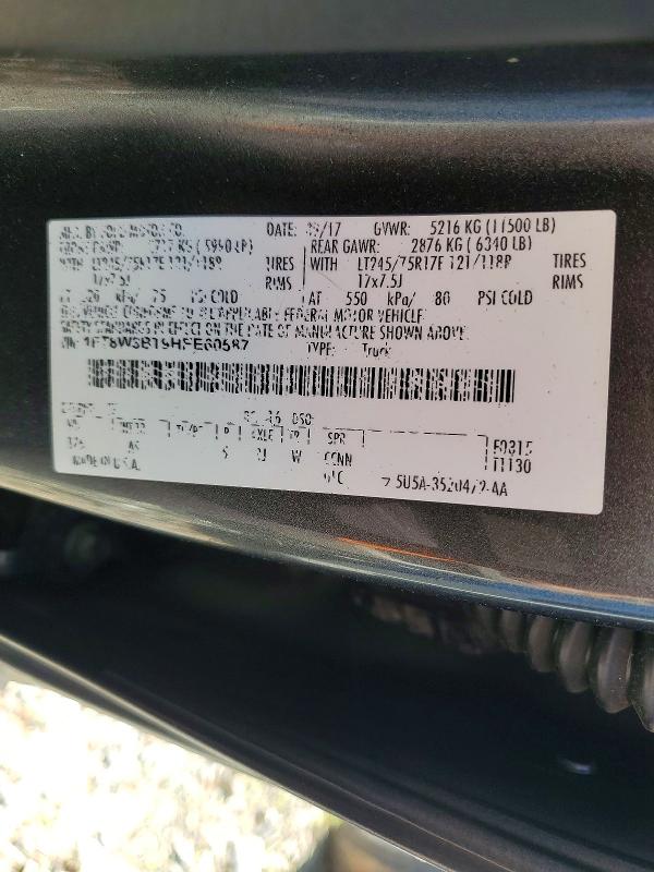 68736576 :رقم المزاد ، 1FT8W3BT9HEE60587 vin ، 2017 Ford F350 مزاد بيع